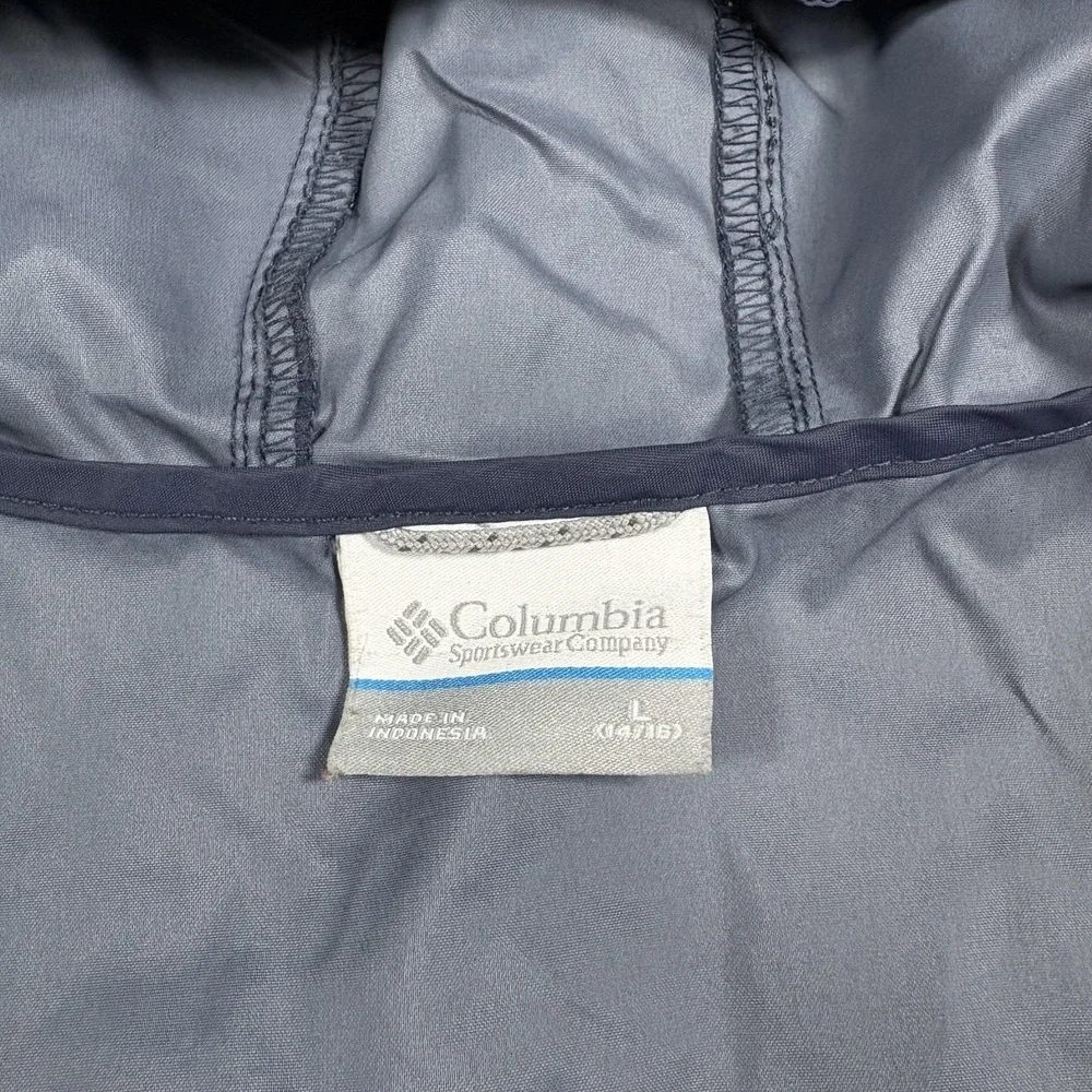 Columbia Jacket Unisex Kids Large Blue Hooded Full‎ Zip Windbreaker Lightweight